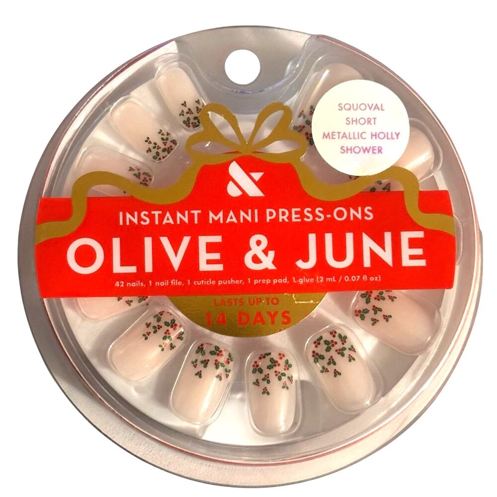 Olive & June Press-on Nails- Squoval Short-Metallic Holly Shower-